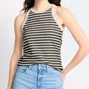 Chic Striped Black and Cream Tank Top